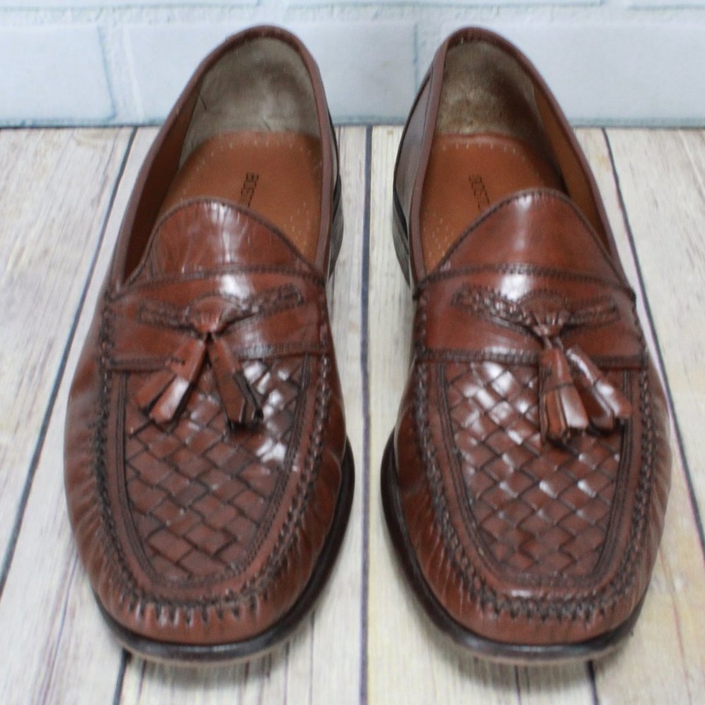 Bostonian Brown Woven Top Leather Tassel Loafers Dress Shoes Size 11.5 M - Picture 5 of 9